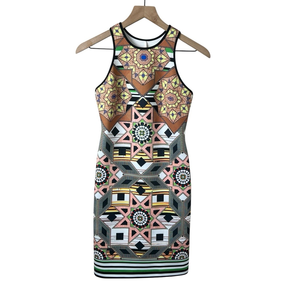 Clover Canyon Womens Small Multicolored Sleeves Scuba Sheath Dress